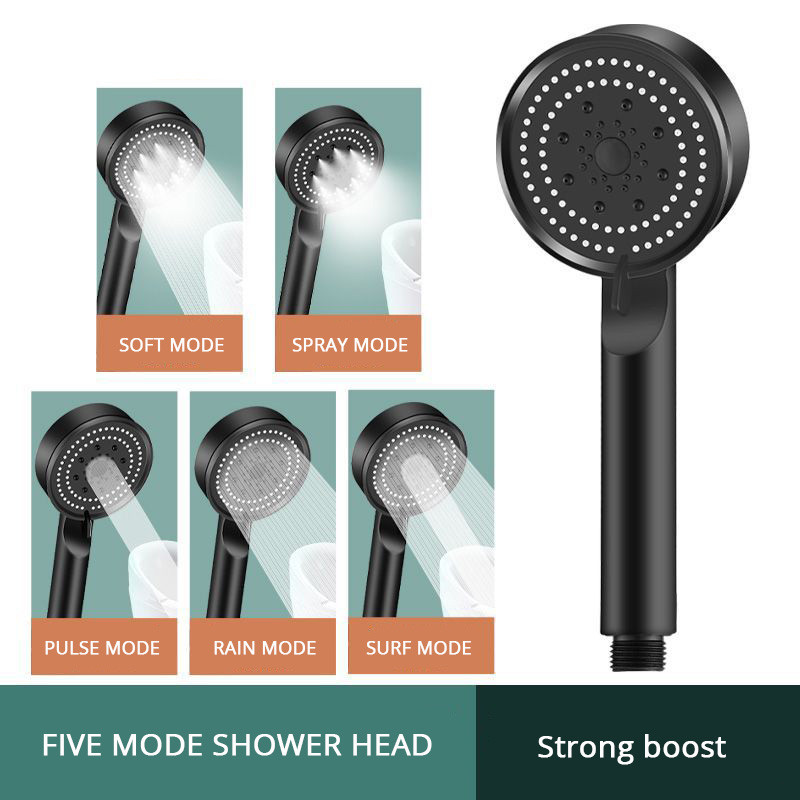 5 Mode Pressure Boost Shower Head Multifunction Adjustable Shower Bathroom Accessory