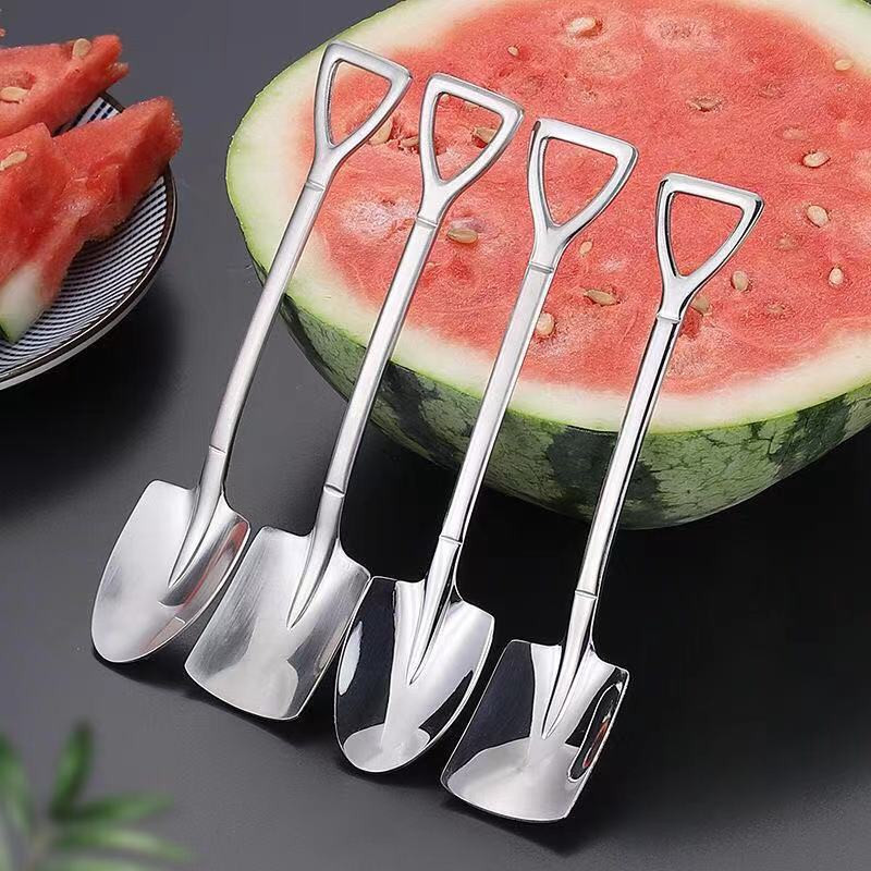 4Pcs set Shovel Spoons Stainless Steel Creative Spoon Tableware Scoop Cutlery Set For Dessert