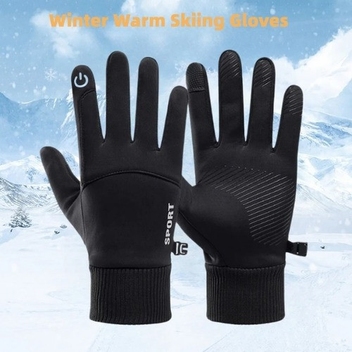 Black Winter Warm Full Finger Waterproof Gloves