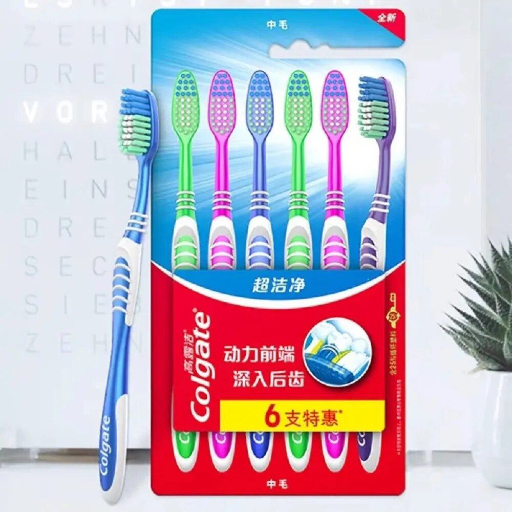 Colgate 6 Packs Toothbrush Tooth Cleaning Family Couple Fine Soft Medium Hair Travel Suit For Men And Women