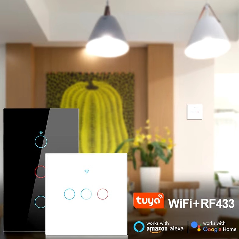 WIFI Switch smart life Live Neutral Wire Work With Alexa Google Home Gang Touch Switch