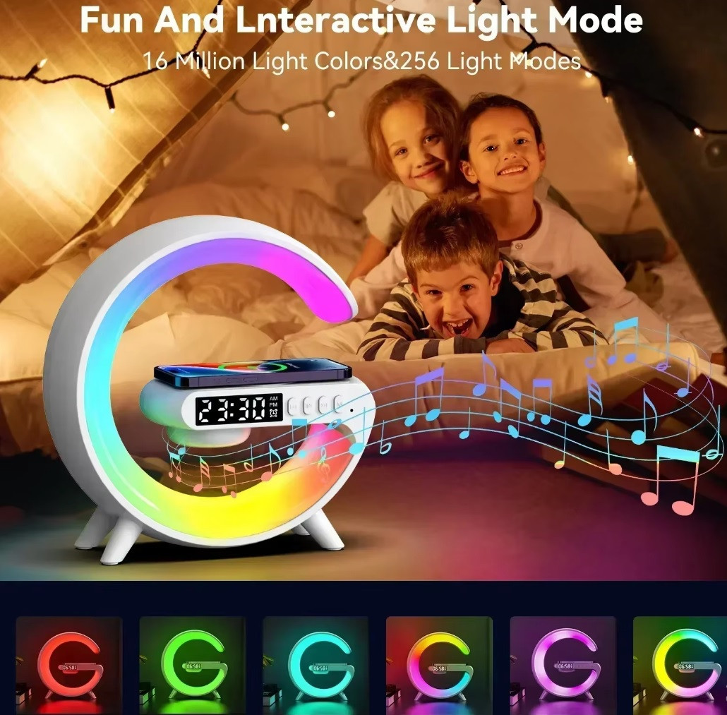 Multifunction Wireless Charger Pad Stand Speaker TF RGB Night Light Fast Charging Station