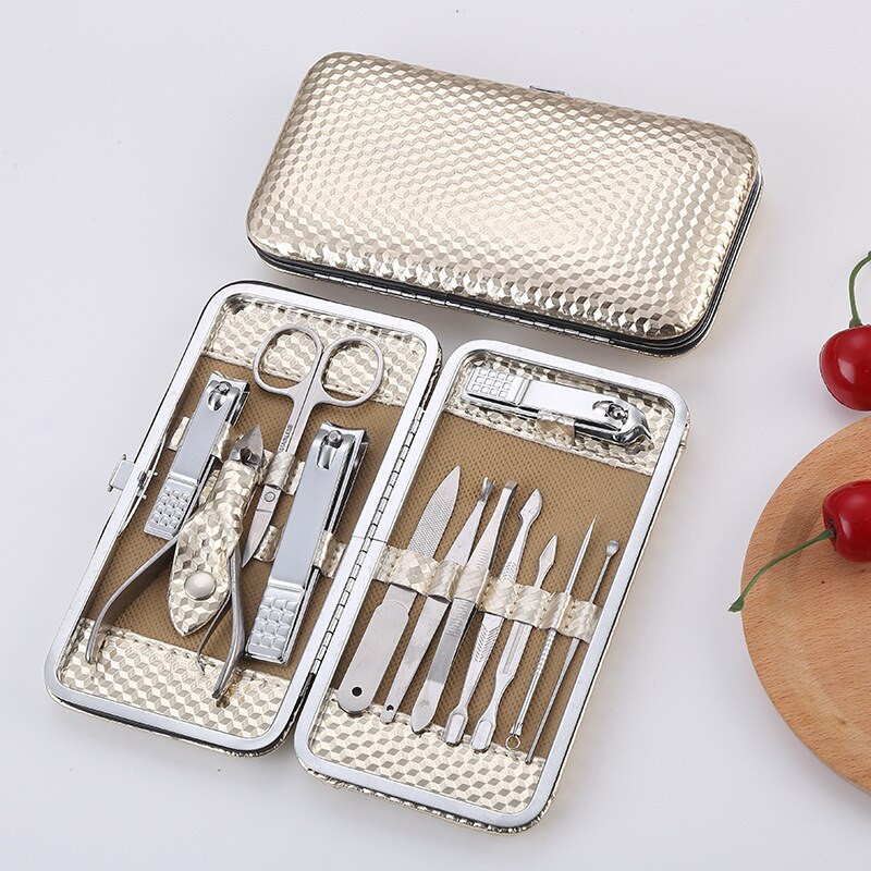 Nail Clipper 12 Piece Set Beauty Manicure Tool Golden Set Hand Foot Care Pedicure Tools