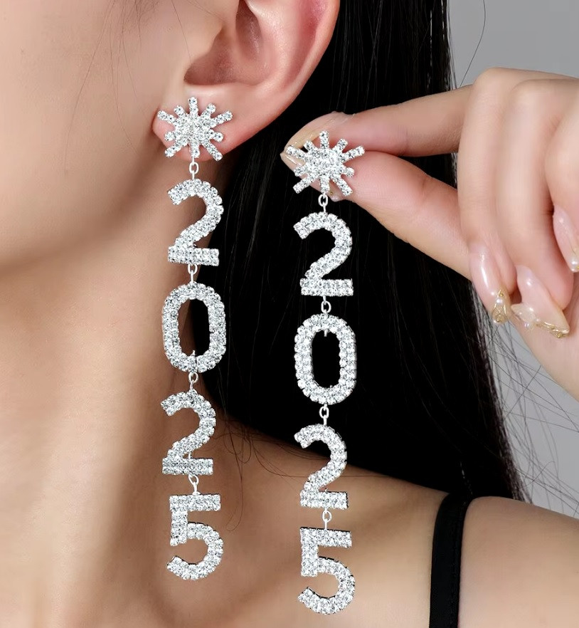 New 2025 Pendant Long Drop Earrings for Women Crystal Tassel New year Gift