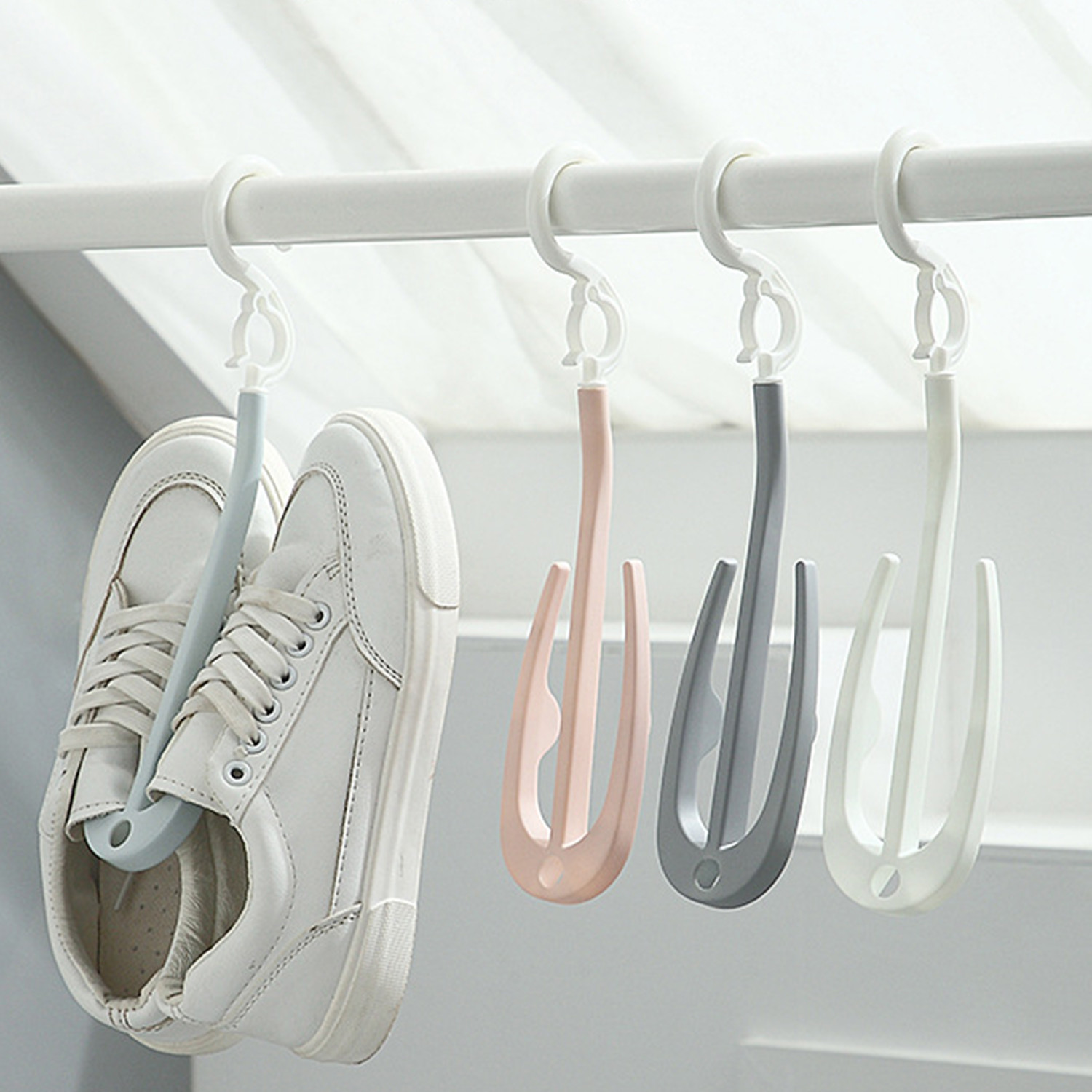 Multifunction Shoe Rack Double Hook Drying Shoes Hanger Portable Hanging Shelf 360° Rotating