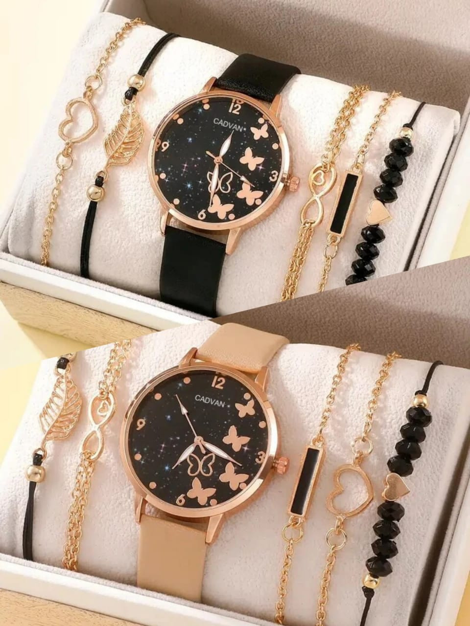 Women Fashion Casual Leather Belt Watches Ladies Starry Sky Butterfly Dial Quartz Wristwatches