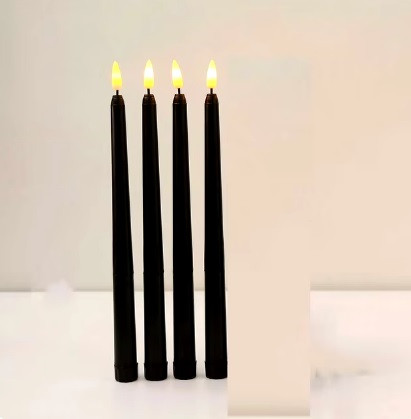 3 or 4 Pieces Halloween Black Flameless Battery Plastic LED Taper Candles