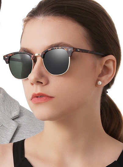 Polarized Sunglasses Men Women Brand Semi Rimless Classic Sunglasses