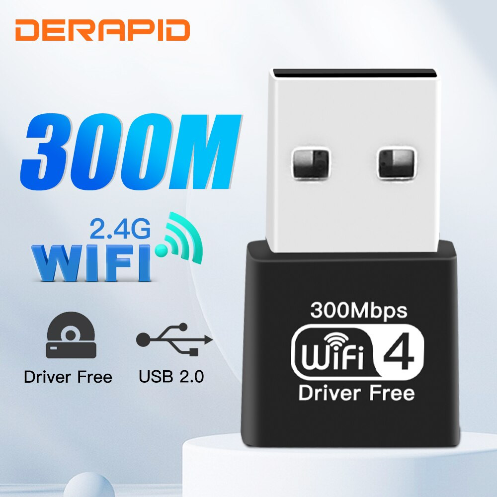 WiFi USB Adapter 2.4Ghz 300M Wireless Receiver USB 2.0 Network Dongle For PC/Laptop For Windows