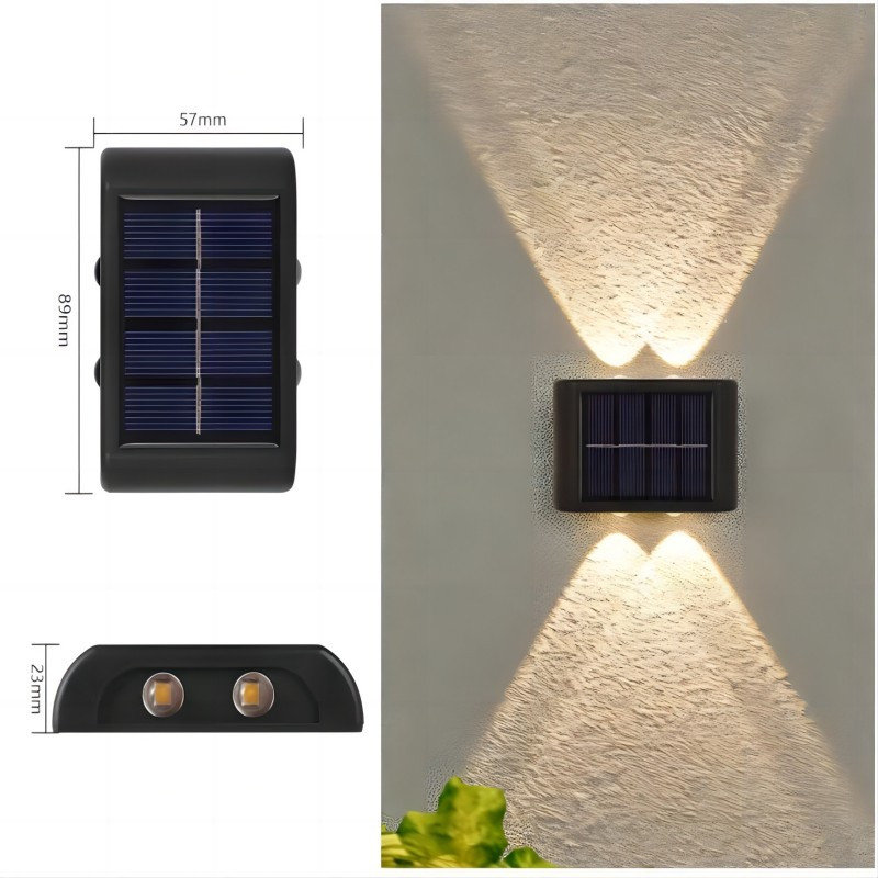 LED Beads Up and Down Wall Light Solar Powered Waterproof for Courtyard Garden and anywhere