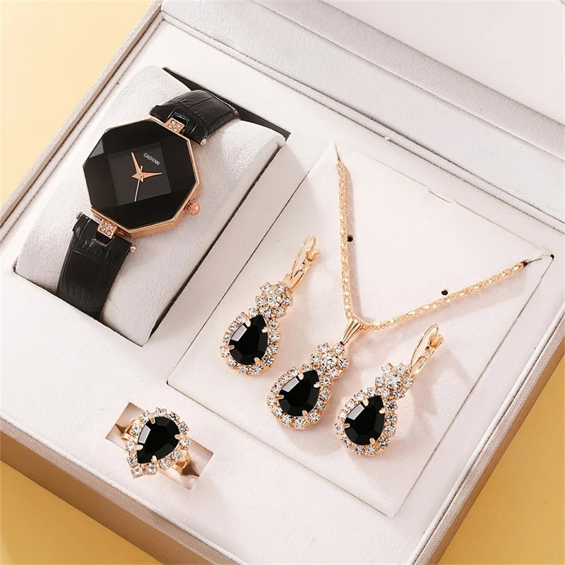 5pcs Set Watches Set Luxury Rhinestone Women Fashion Elegant Wristwatch For Girl