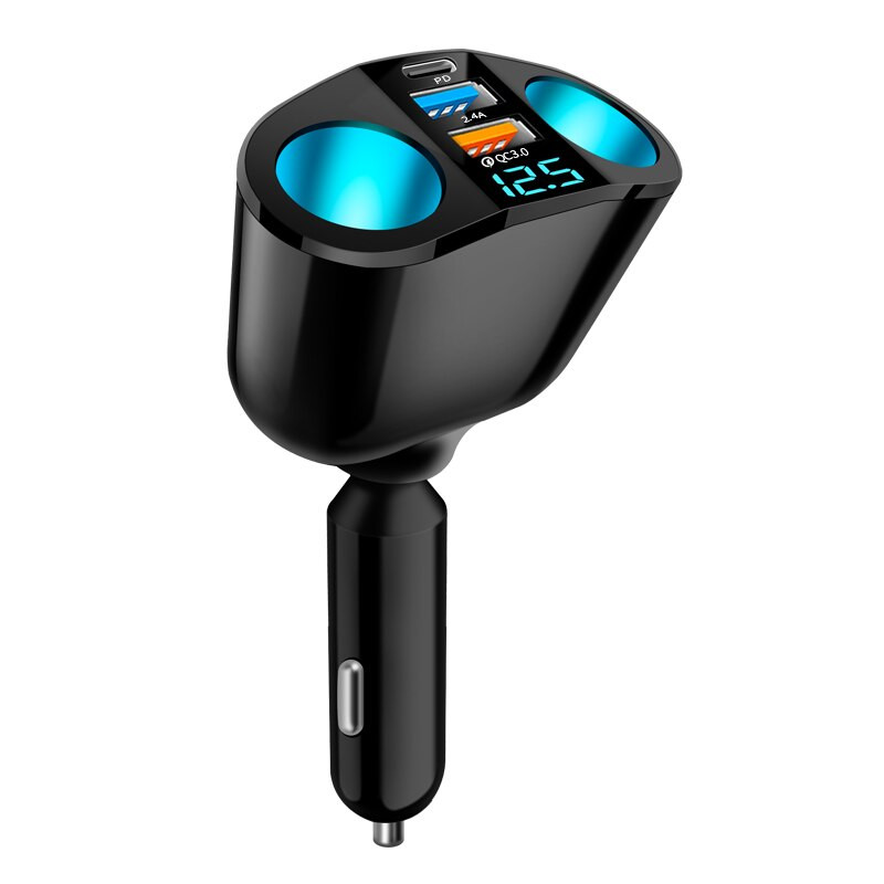 Multiple Devices Can Be Charged at the Same Time with Digital Display Car Dual-port Charger Adapter