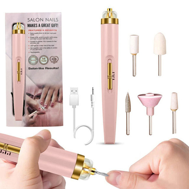 5 in 1 Electric Nail Polish Drill Machine With Light Portable Mini Electric Manicure Art Pen Tools