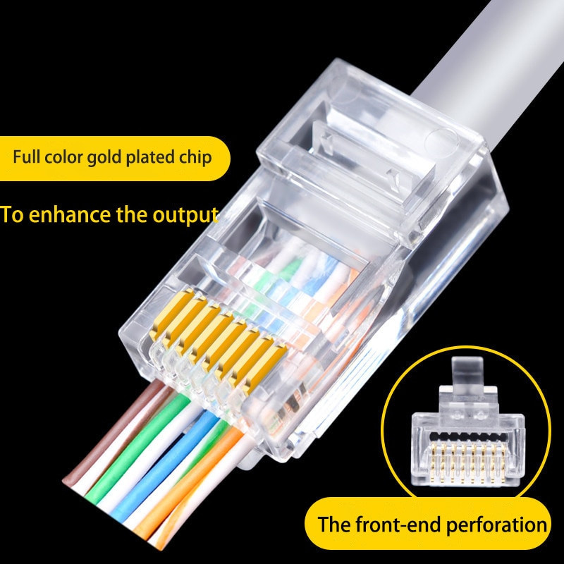 Network Connector Unshielded Perforated Crystal Head Network Cable RJ45